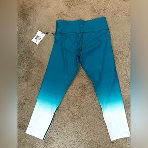 Zyia Active Teal Venom Metallic Ombre Light n Tight Hi-Rise 7/8 Women's Size 12